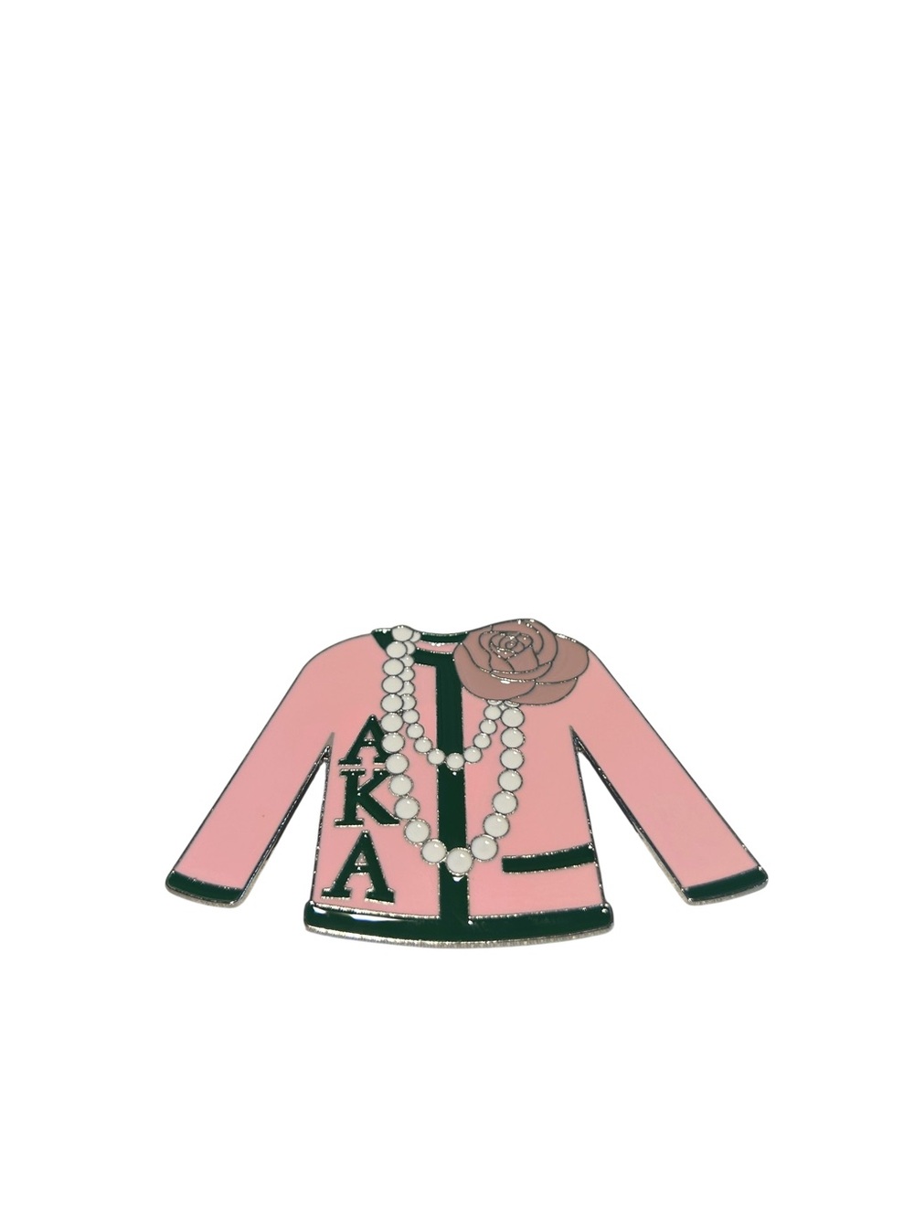 AKA Pink Blazer Pin with Pearl Necklace Accent